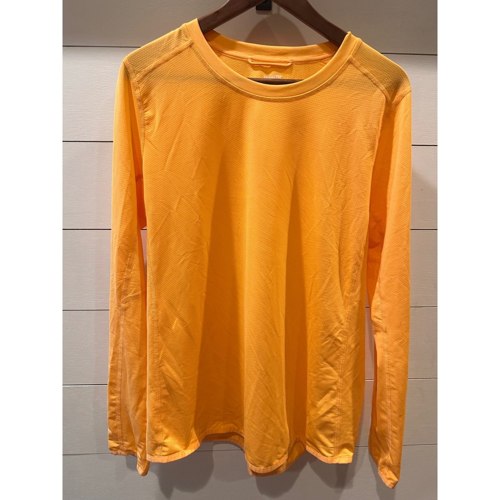 Duluth Trading Co Mens Large Orange Long Sleeve Mesh Performance Shirt L